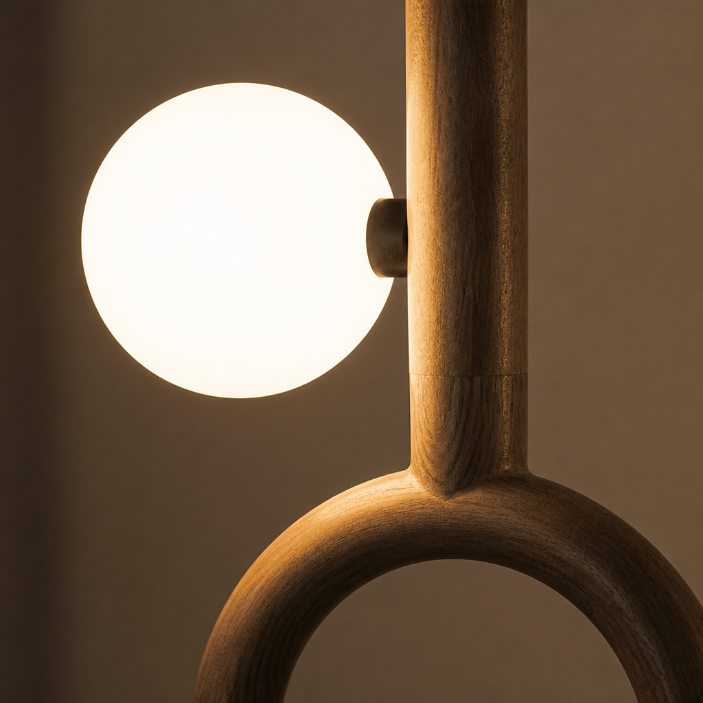 Scandinavian Dark Wood LED Floor Lamp