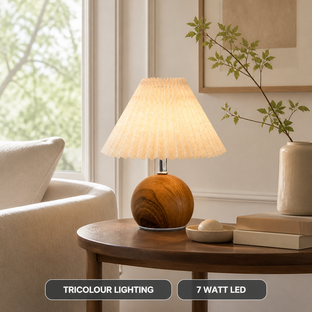 Scandinavian Fabric LED Pleated Shade Table Lamp