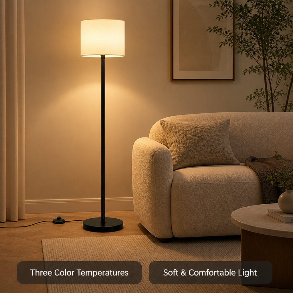Scandinavian Fabric LED Slim Floor Lamp