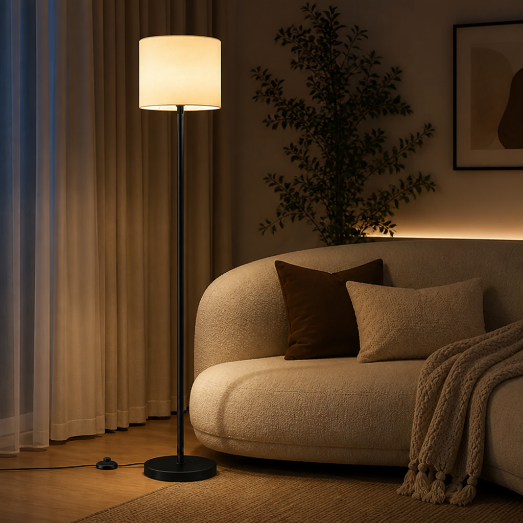 Scandinavian Fabric LED Slim Floor Lamp