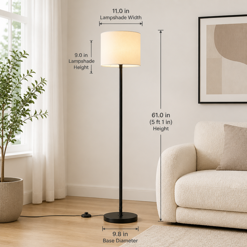 Scandinavian Fabric LED Slim Floor Lamp
