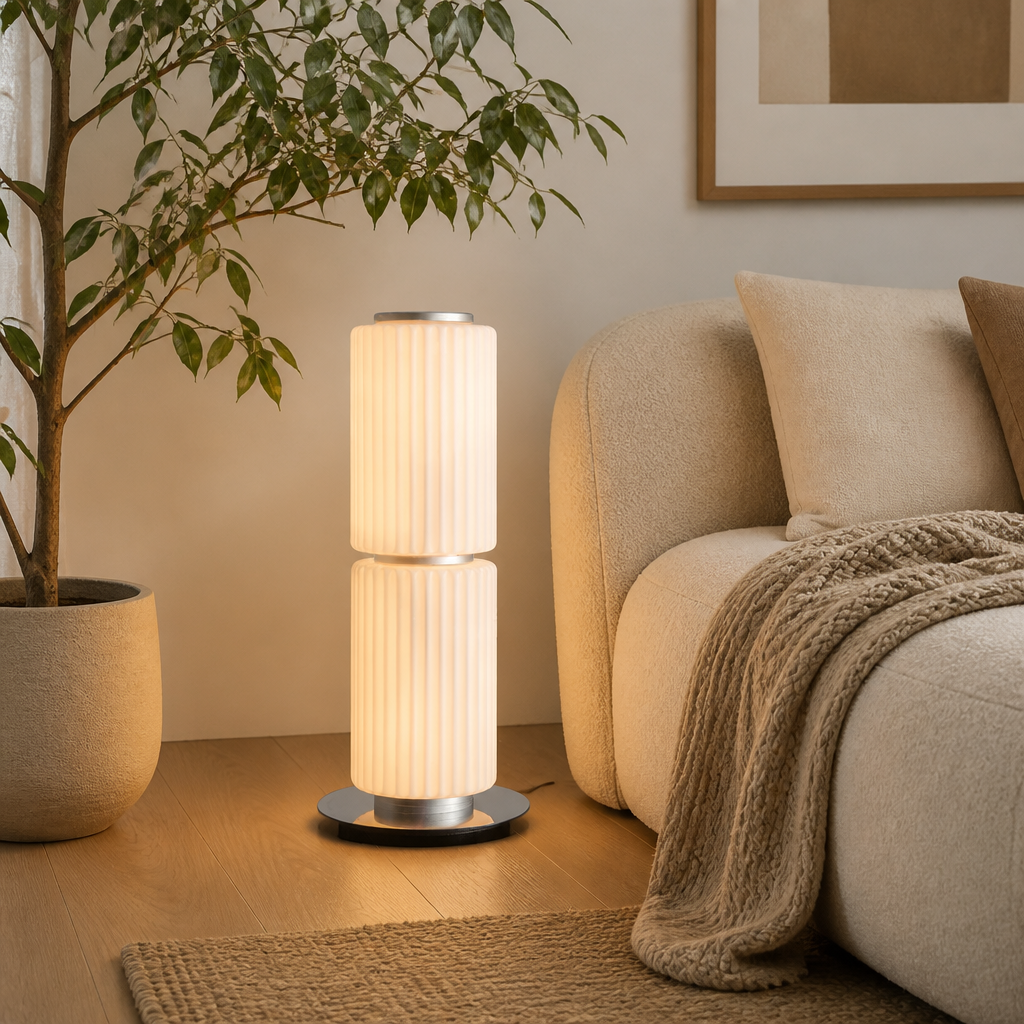 Scandinavian Glass & Aluminum LED Globe Floor Lamp