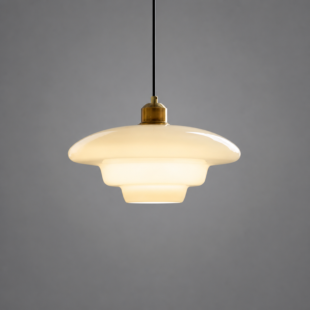 Scandinavian Glass & Brass Pendant Light