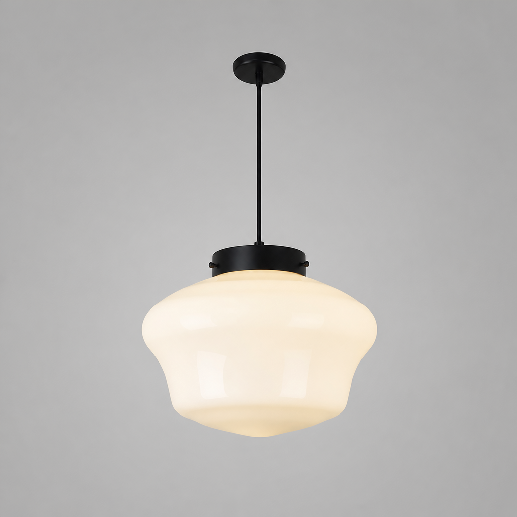 Scandinavian Glass & Brass Pendant Light