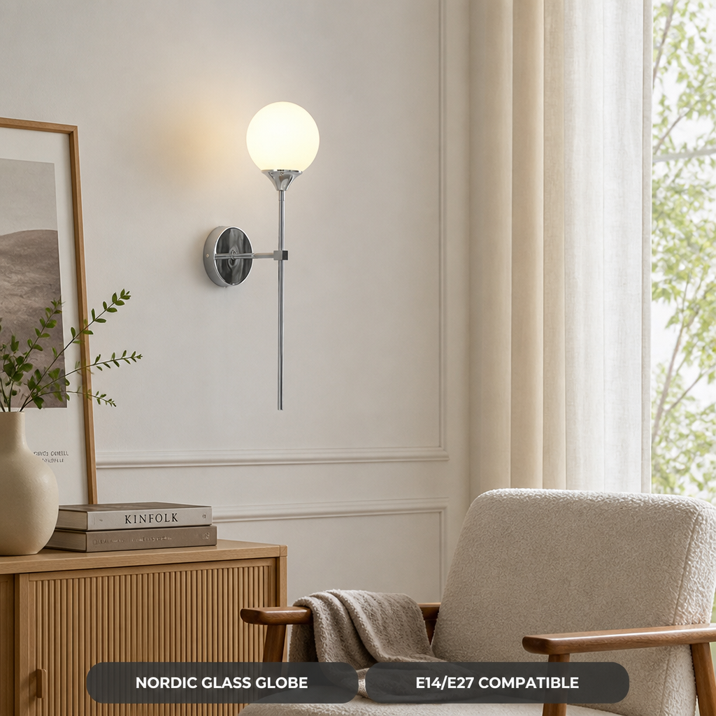 Scandinavian Glass Globe Wall Sconce
