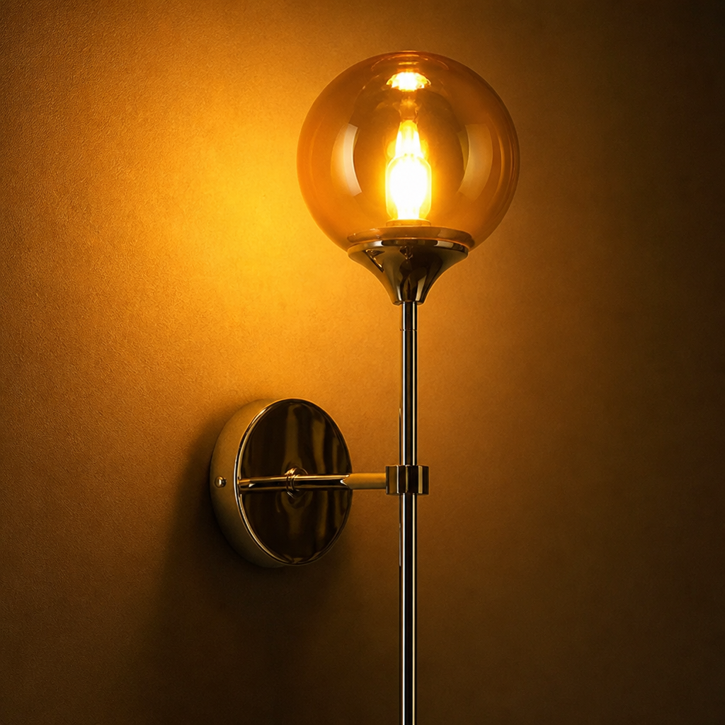 Scandinavian Glass Globe Wall Sconce