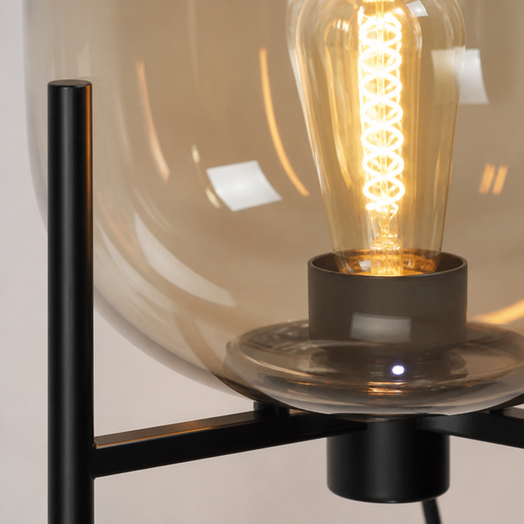 Scandinavian Glass & Iron Floor Lamp