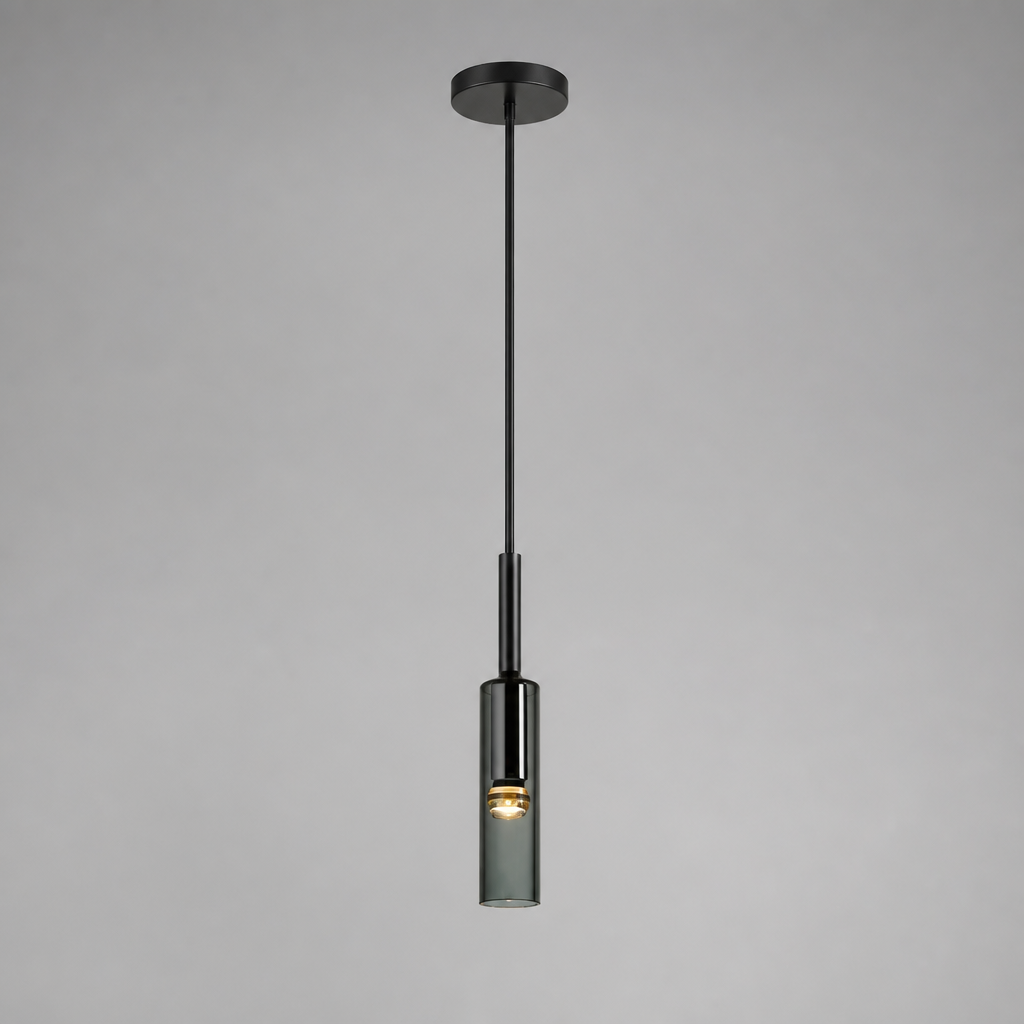 Scandinavian Glass & Iron Multi-Head Pendant Light