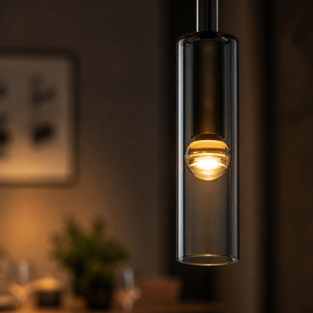 Scandinavian Glass & Iron Multi-Head Pendant Light