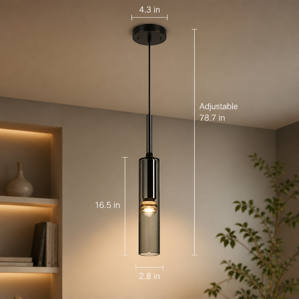 Scandinavian Glass & Iron Multi-Head Pendant Light