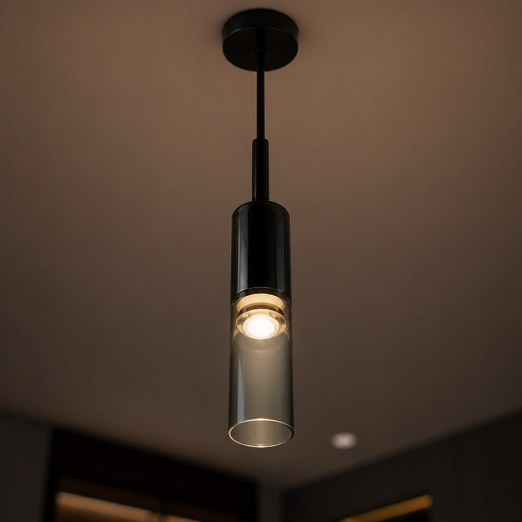 Scandinavian Glass & Iron Multi-Head Pendant Light