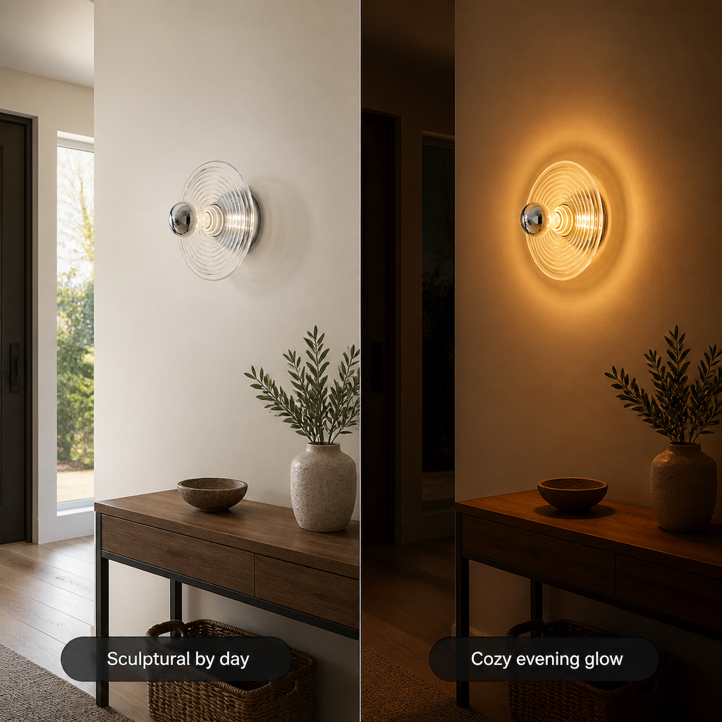 Scandinavian Glass LED Water Ripple Wall Sconce