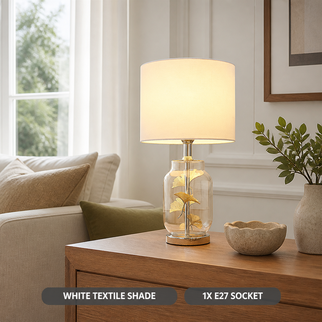Scandinavian Glass Leaf Table Lamp