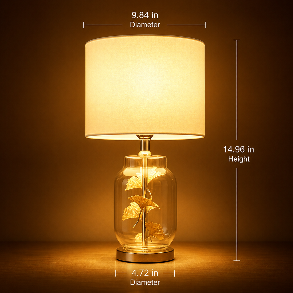 Scandinavian Glass Leaf Table Lamp