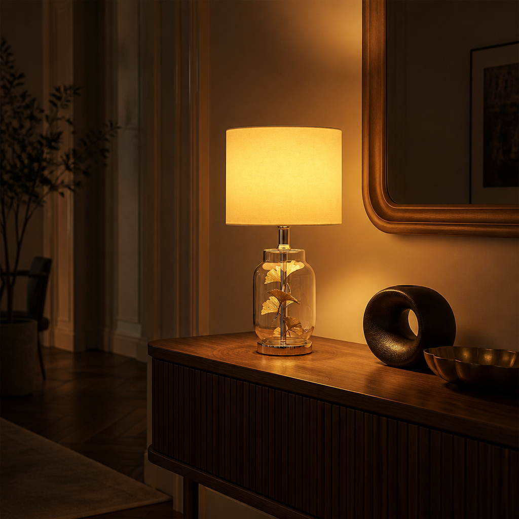 Scandinavian Glass Leaf Table Lamp