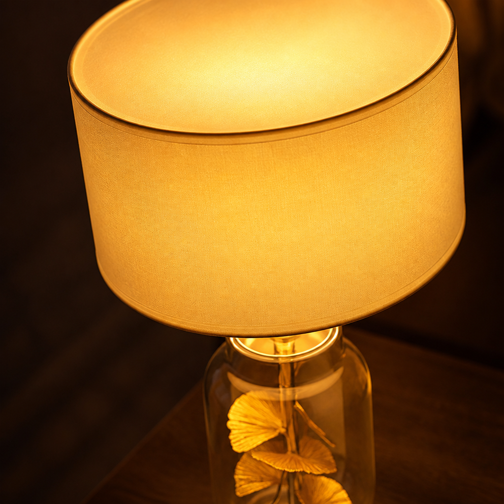 Scandinavian Glass Leaf Table Lamp