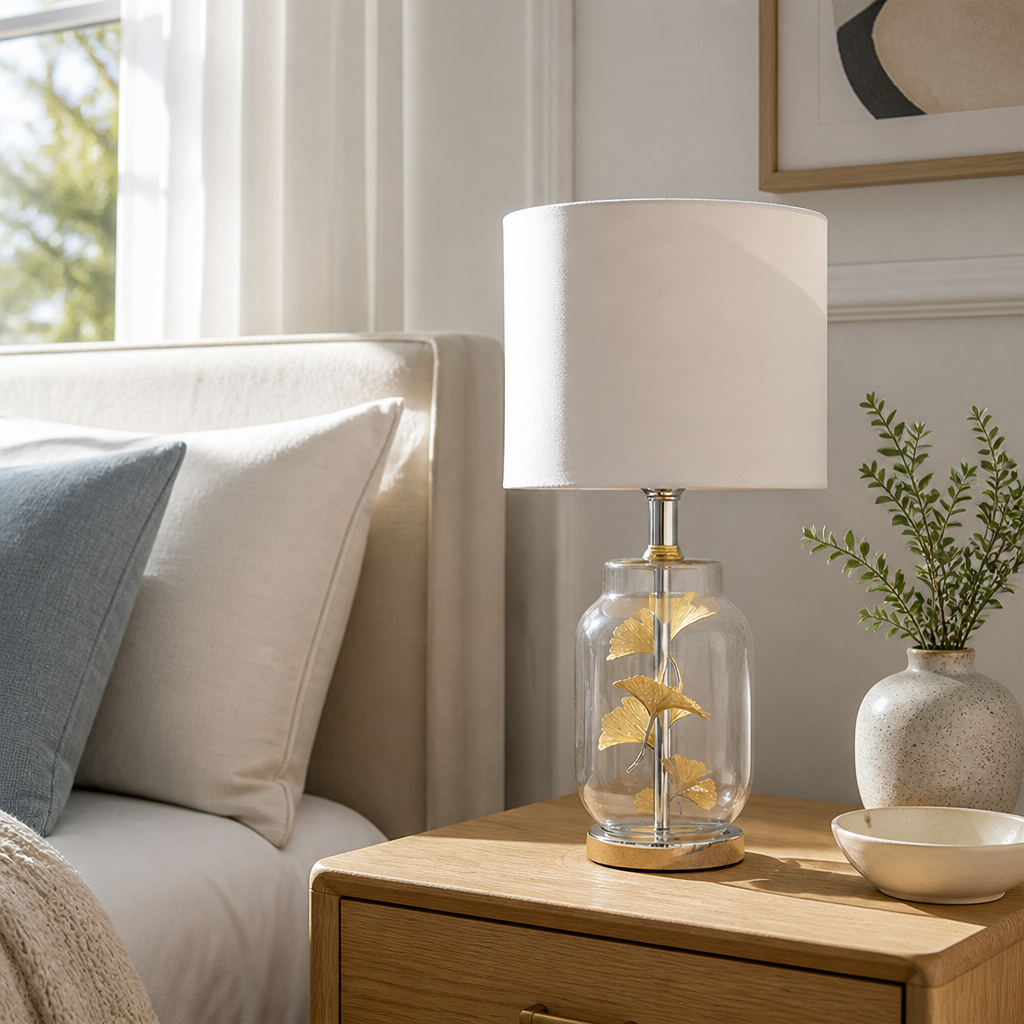 Scandinavian Glass Leaf Table Lamp