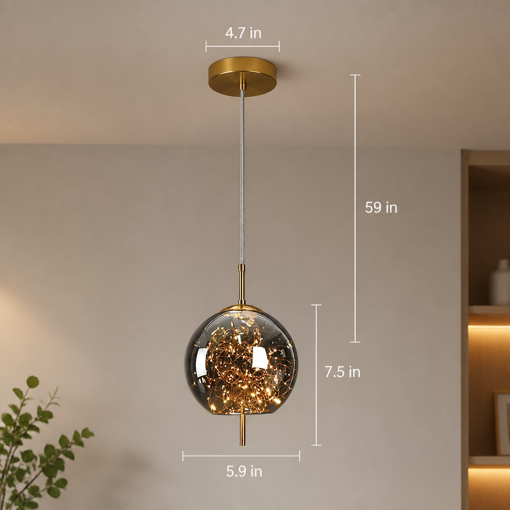 Scandinavian Glass & Metal LED Star Pendant Light