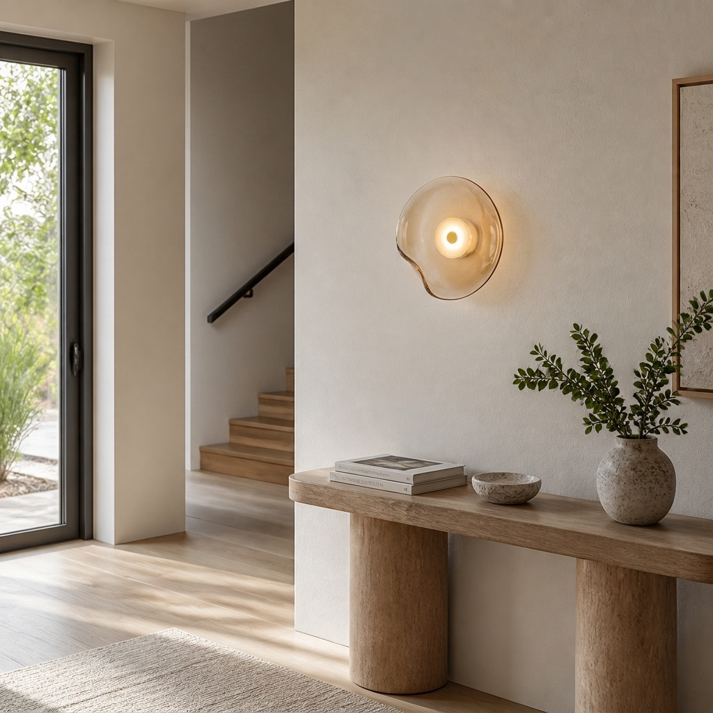 Scandinavian Glass Round Wall Sconce