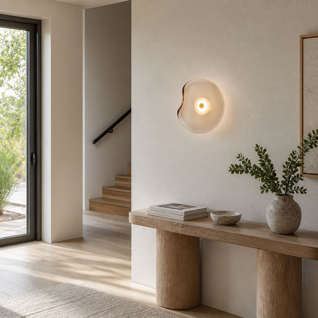 Scandinavian Glass Round Wall Sconce