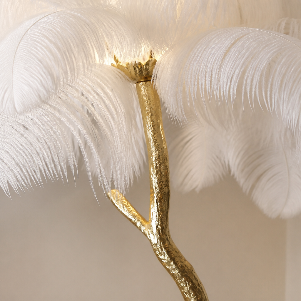 Scandinavian Gold Feathered Floor Lamp
