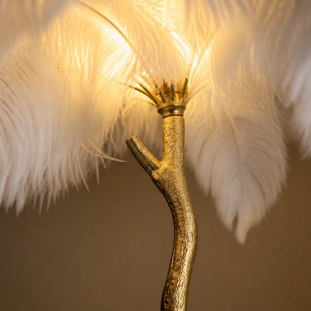 Scandinavian Gold Feathered Floor Lamp