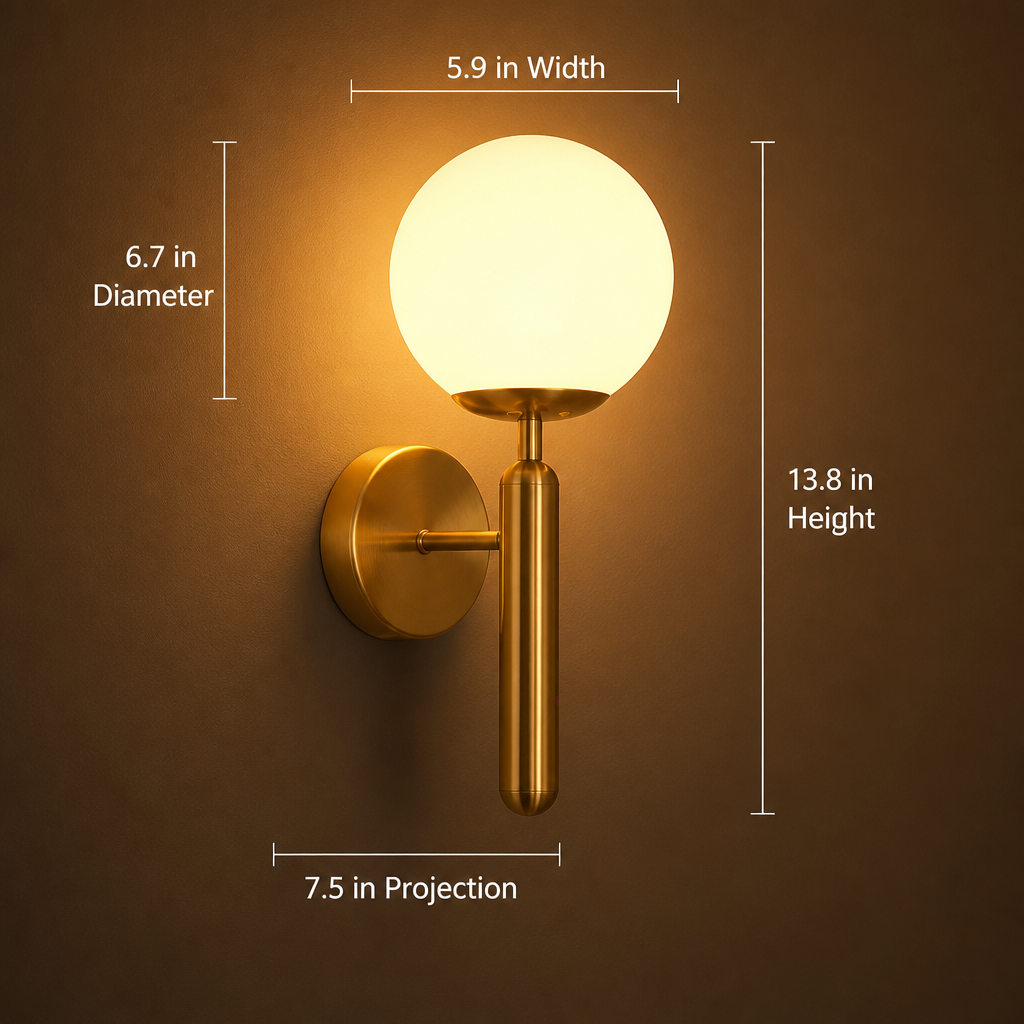 Scandinavian Gold Glass Globe Wall Sconce