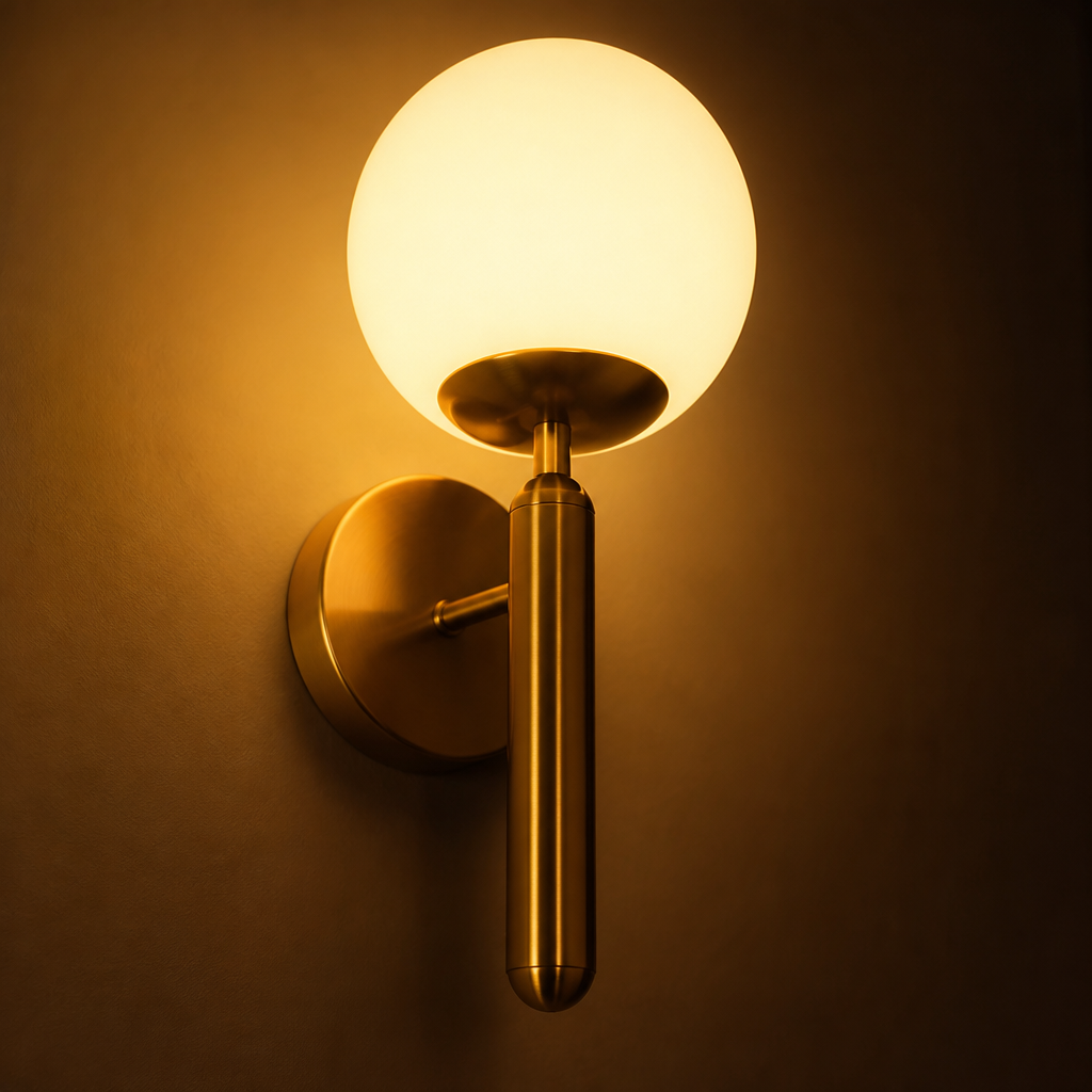 Scandinavian Gold Glass Globe Wall Sconce