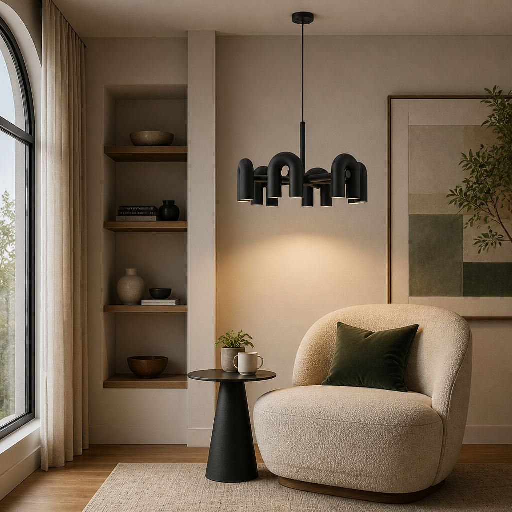 Scandinavian Iron & Acrylic LED U-Shaped Chandelier