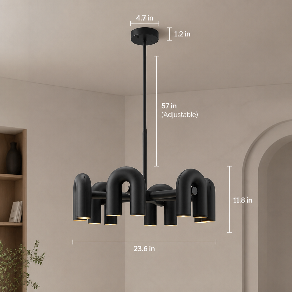 Scandinavian Iron & Acrylic LED U-Shaped Chandelier