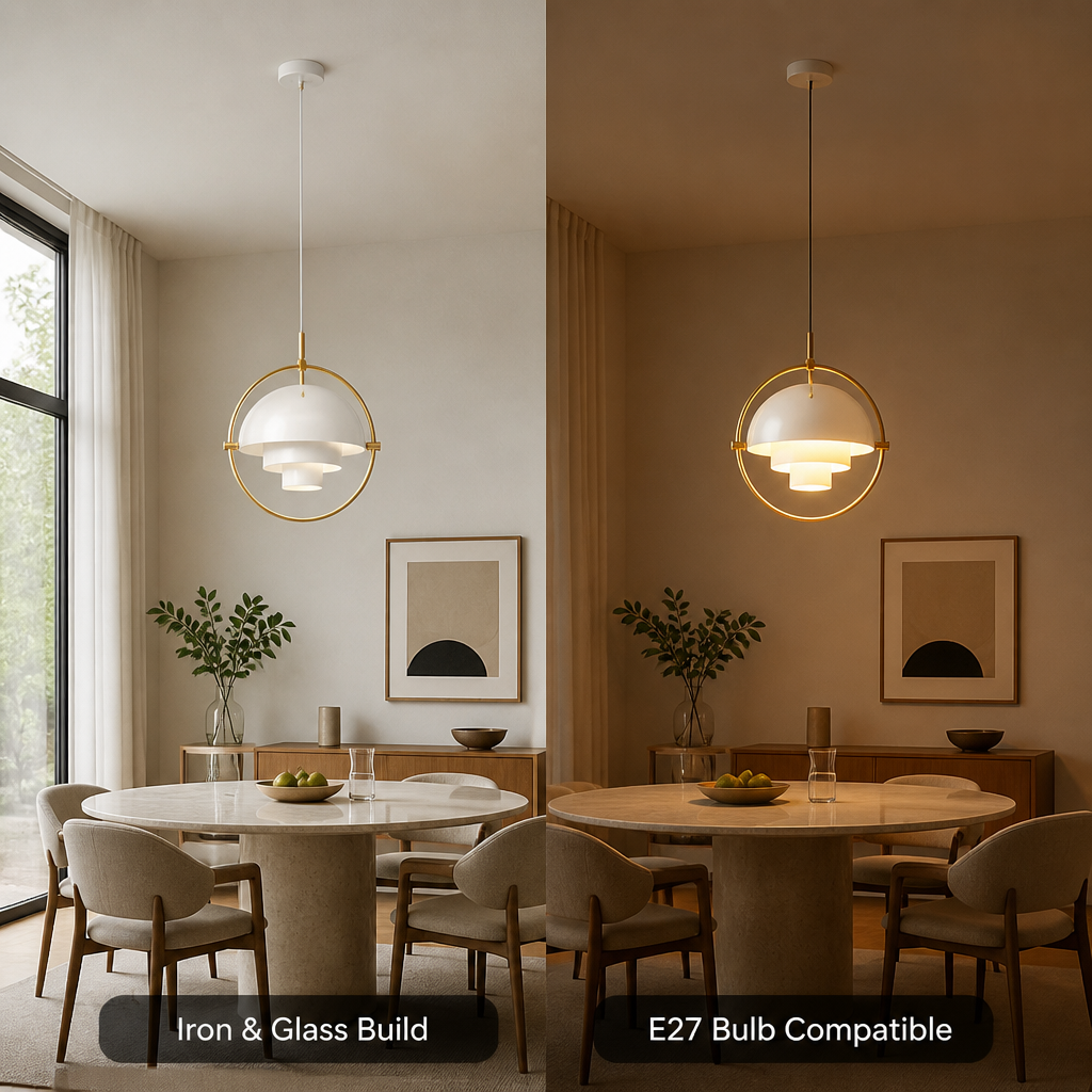Scandinavian Iron & Glass Pendant Light