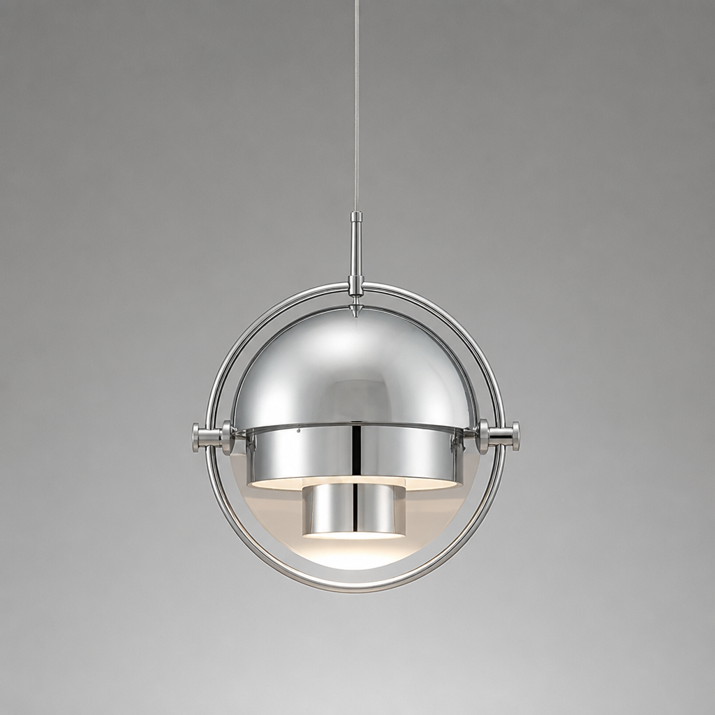 Scandinavian Iron & Glass Rotating Globe Pendant Light