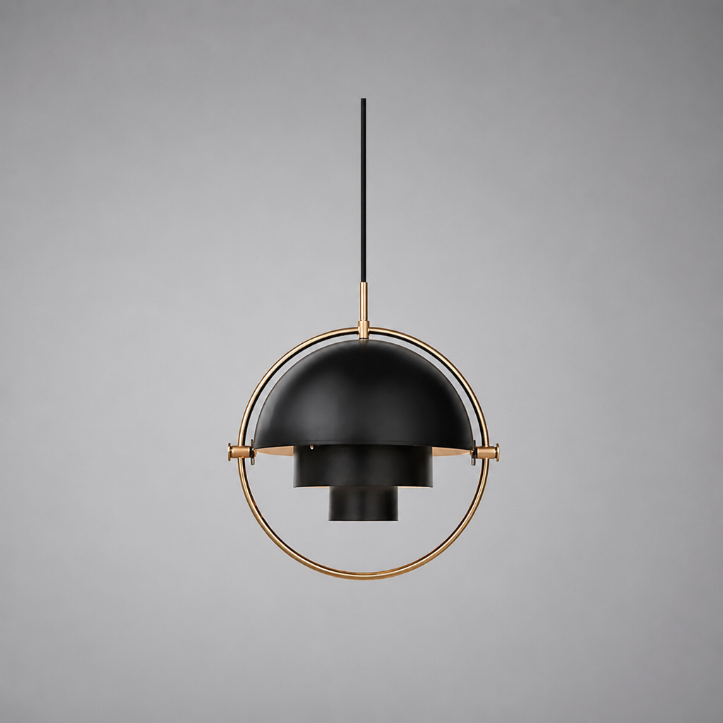 Scandinavian Iron & Glass Rotating Globe Pendant Light