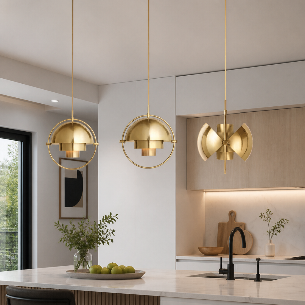 Scandinavian Iron & Glass Rotating Globe Pendant Light
