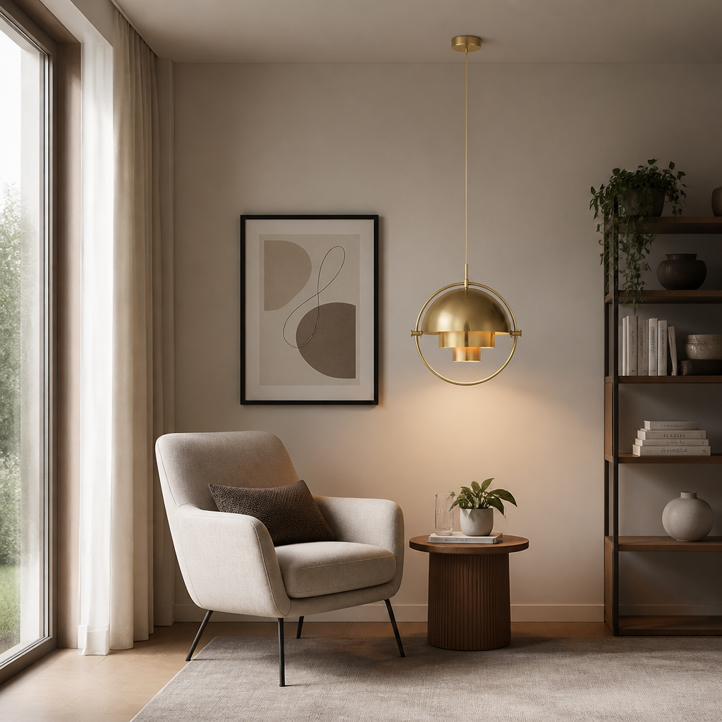 Scandinavian Iron & Glass Rotating Globe Pendant Light