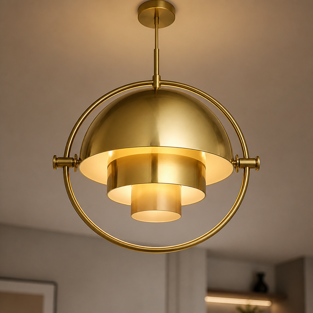 Scandinavian Iron & Glass Rotating Globe Pendant Light