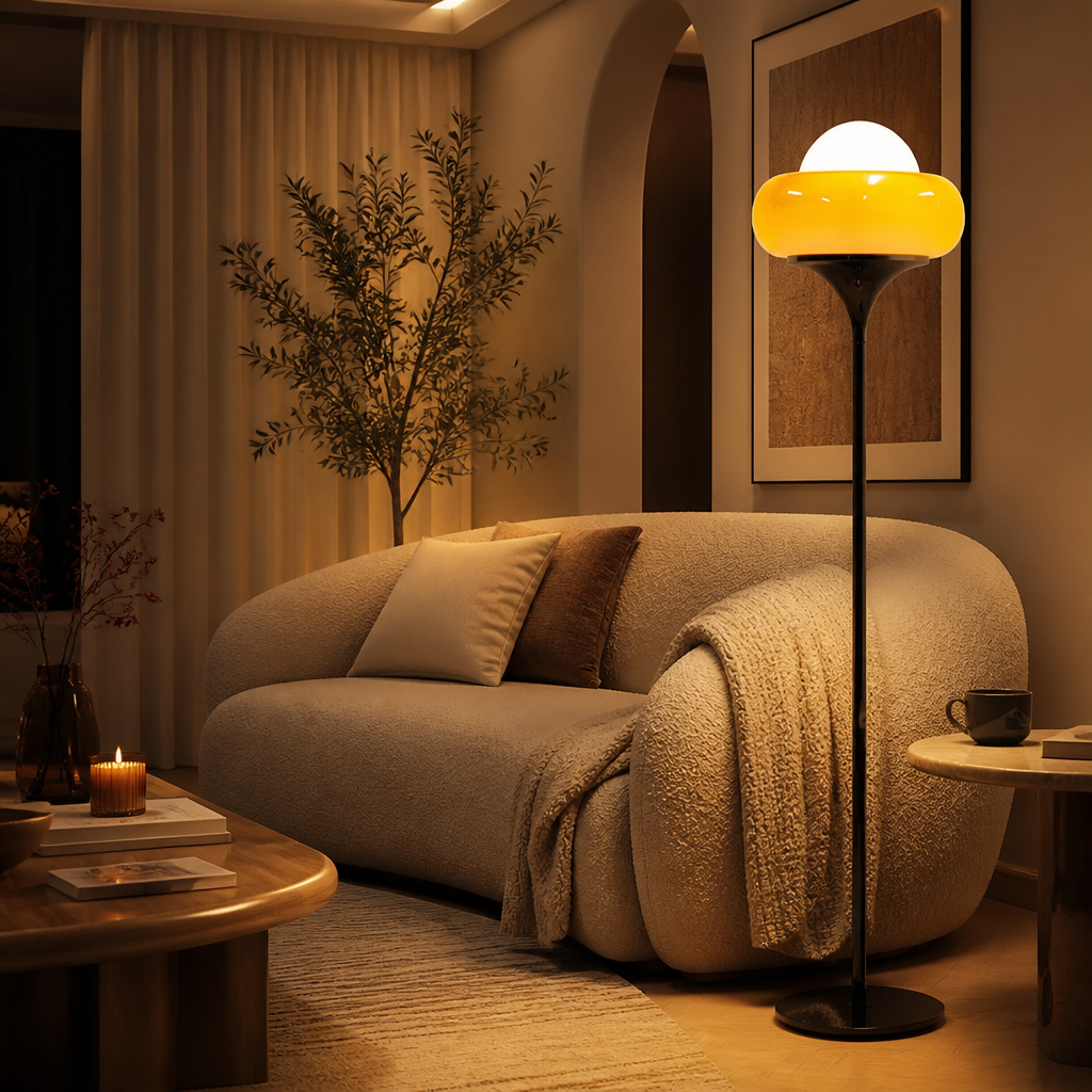 Scandinavian Iron LED Egg Tart Floor Lamp