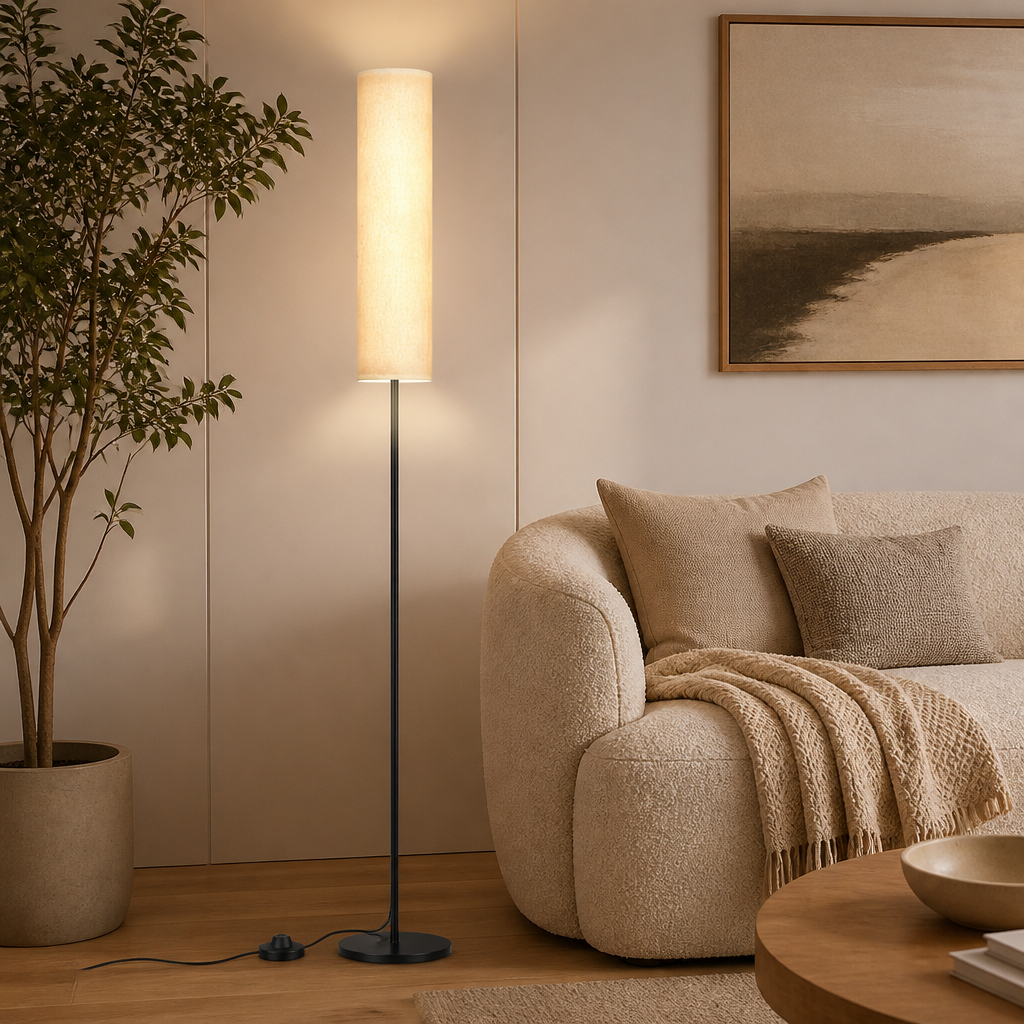Scandinavian Linen LED Floor Lamp