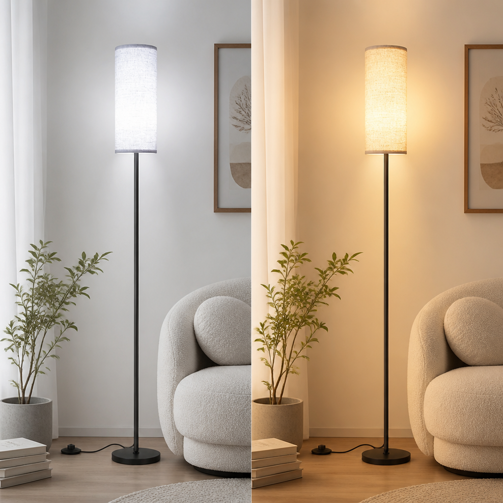 Scandinavian Linen LED Floor Lamp