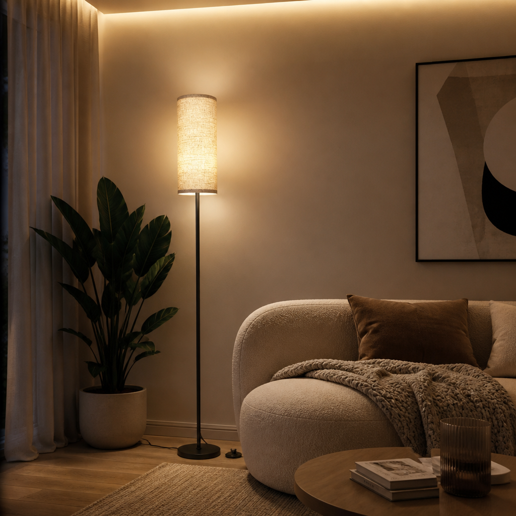 Scandinavian Linen LED Floor Lamp