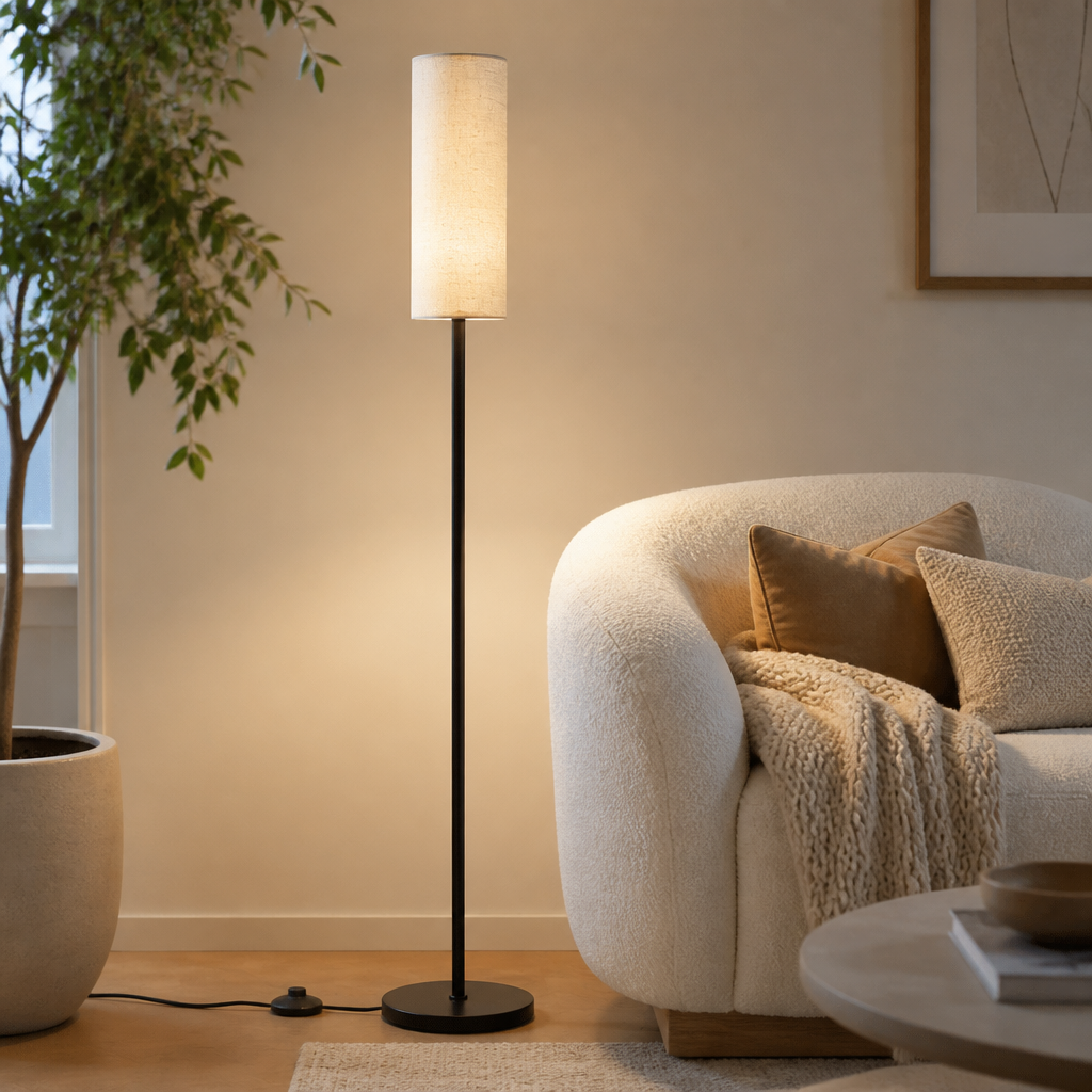 Scandinavian Linen LED Floor Lamp