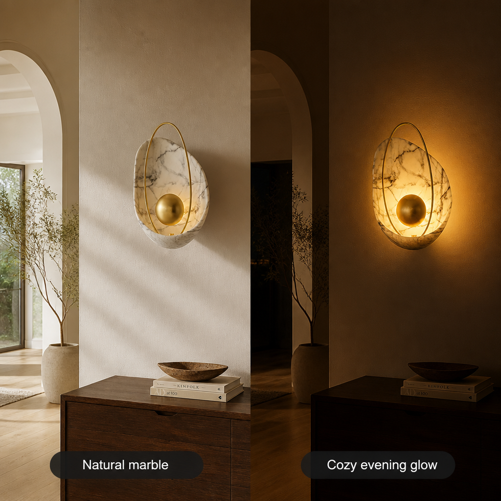 Scandinavian Marble LED 3-Color Changeable Wall Sconce