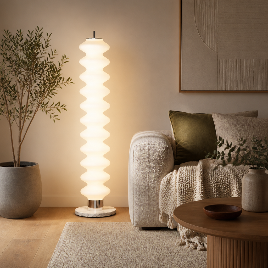 Scandinavian Marble LED Gourd Shade Floor Lamp