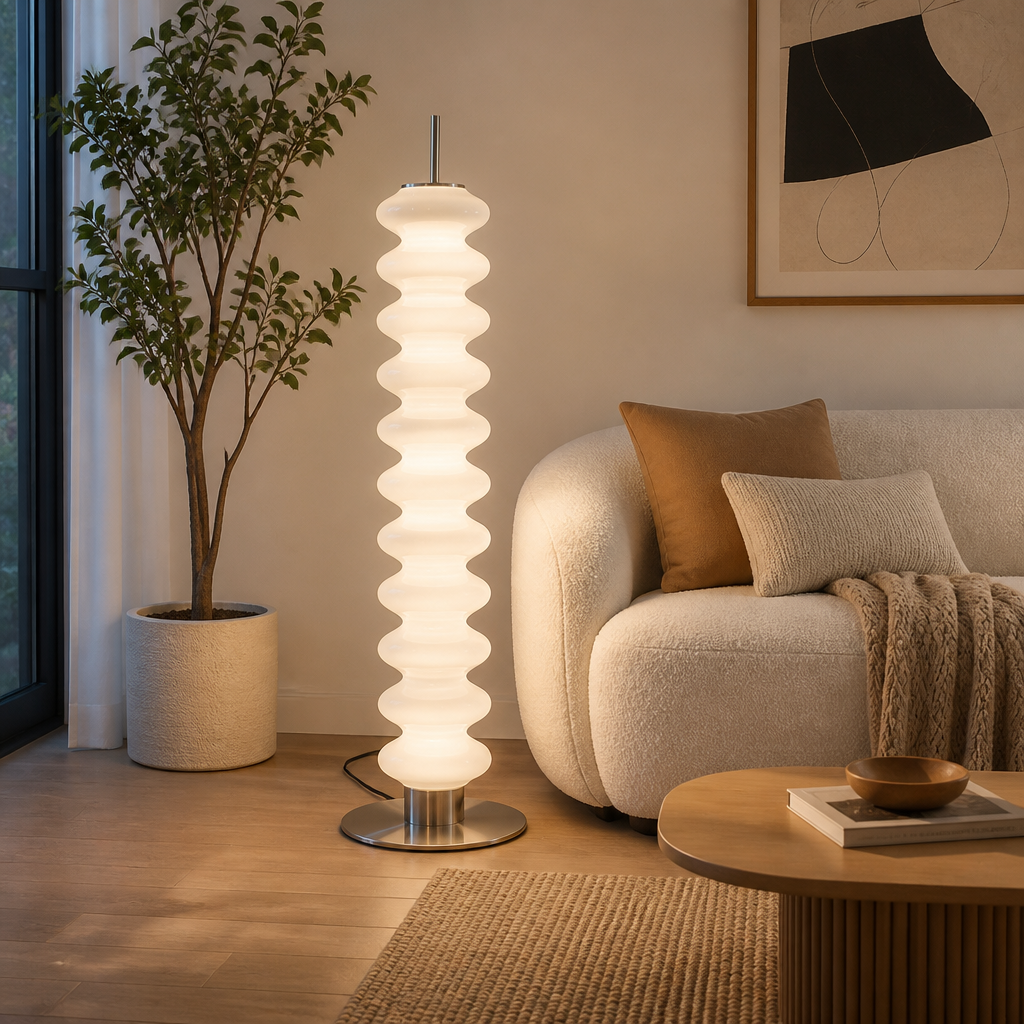 Scandinavian Marble LED Gourd Shade Floor Lamp