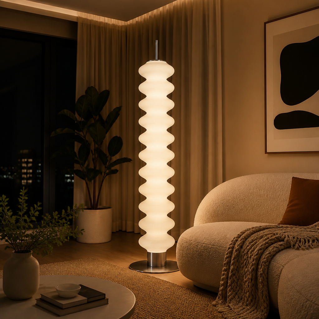 Scandinavian Marble LED Gourd Shade Floor Lamp