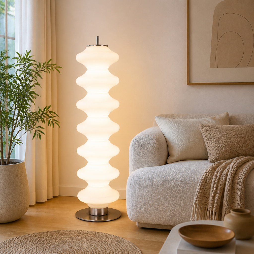 Scandinavian Marble LED Gourd Shade Floor Lamp