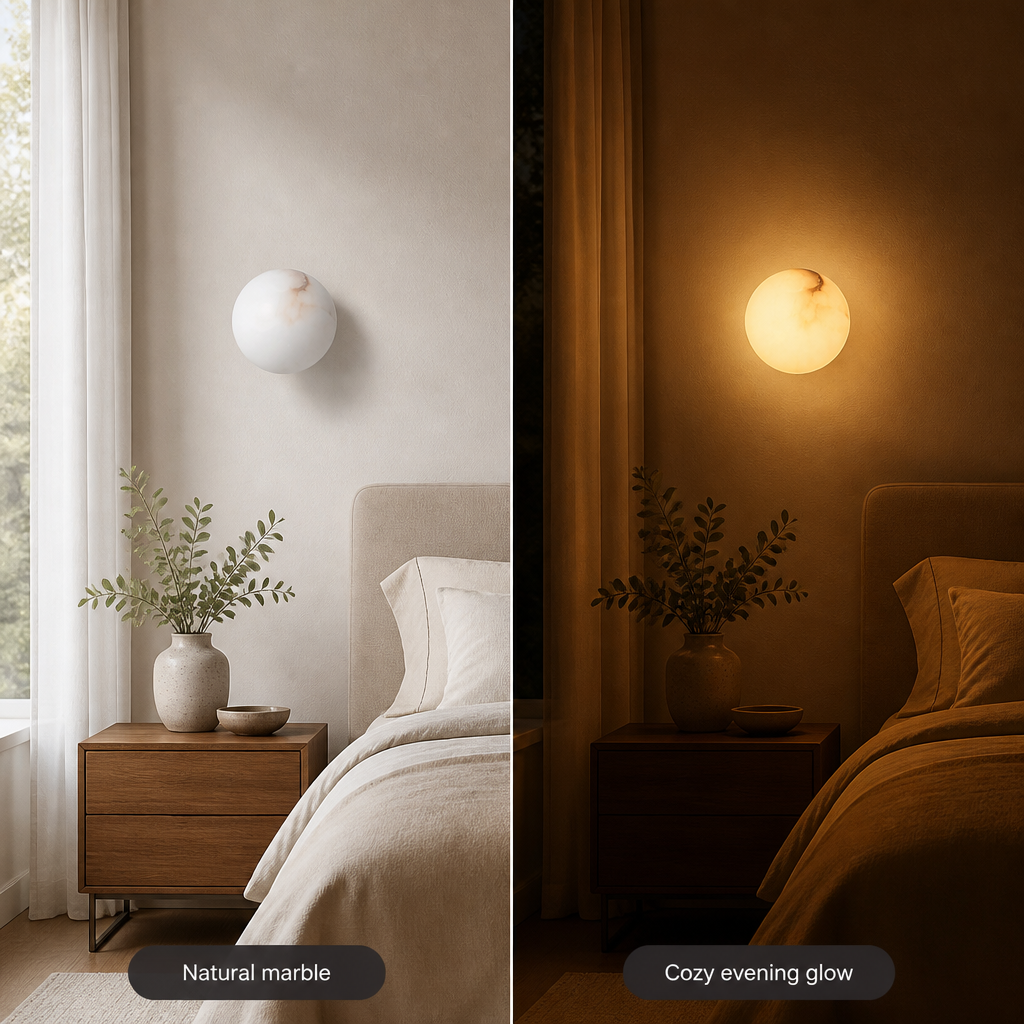 Scandinavian Marble LED Round Wall Sconce