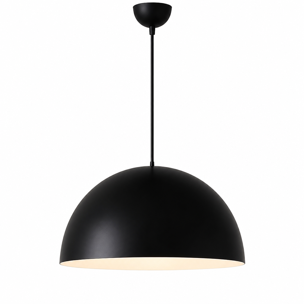 Scandinavian Matte Black Hemispherical Pendant Light