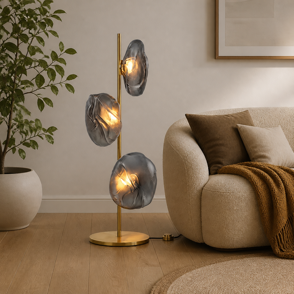 Scandinavian Metal & Glass LED Floor Lamp