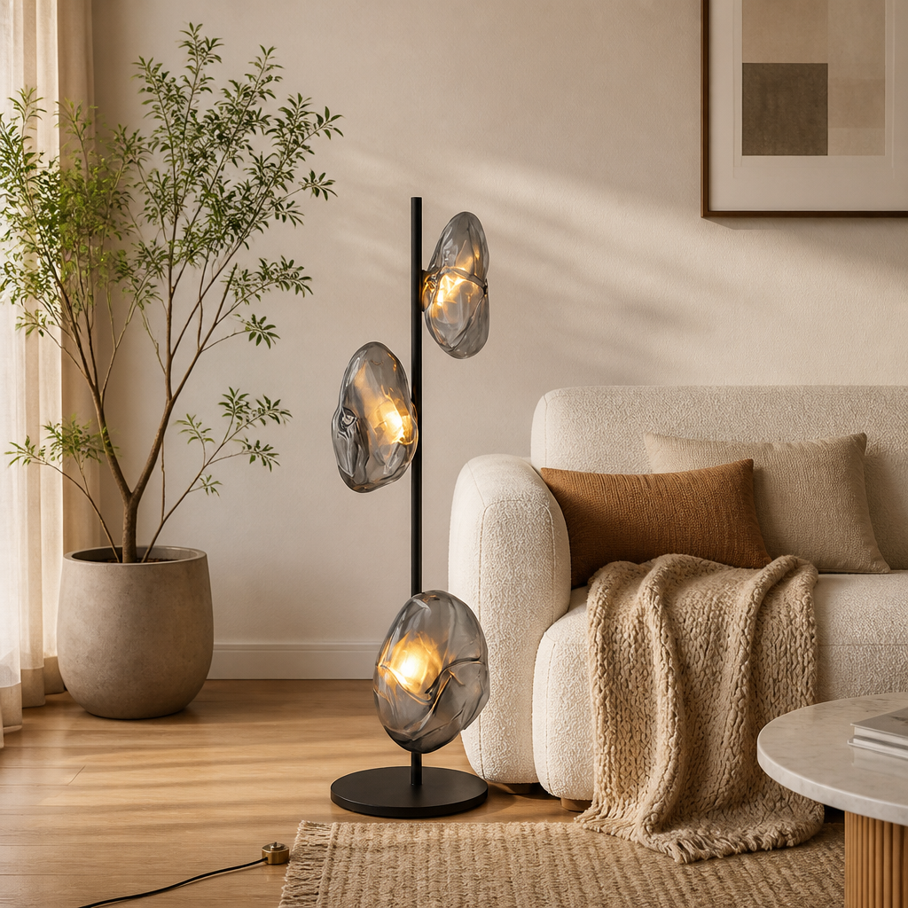 Scandinavian Metal & Glass LED Floor Lamp